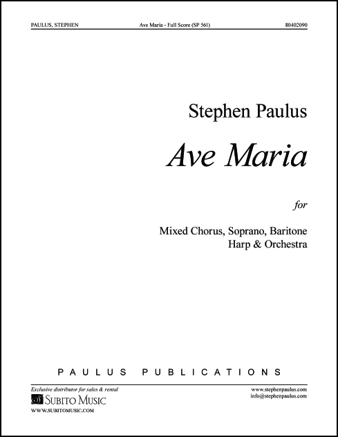 Ave Maria - Full Score for SSATBB, Sop, Bar soli, Harp & Organ,